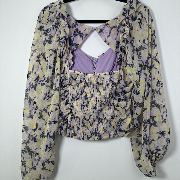 Free People Mabel Floral Printed Blouse Size M - Picture 4 of 7